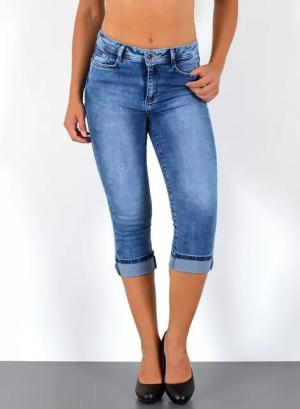 ESRA Caprijeans Sommer Hose Damen Capri Jeans High Waist kurze Jeans bis Übergröße C21 Damen Capri Jeans High Waist 3/4 Jeans Damen Stretch Jeanshose Shorts