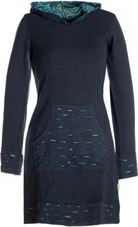 Vishes Midikleid Langarm-Shirtkleid Hoodie-Kleid mit Kapuze Übergangskleid, Jerseykleid