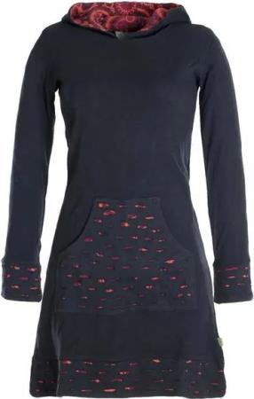 Vishes Midikleid Langarm-Shirtkleid Hoodie-Kleid mit Kapuze Übergangskleid, Jerseykleid