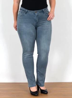 ESRA Straight-Jeans Gerade Schnitt Jeans Damen Hose High Rise bis Große Größe High Waist Straight Fit Jeans Gerade Jeanshose Damen bis Übergröße