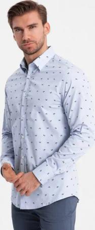 OMBRE Langarmhemd Klassisches Herrenhemd aus Baumwolle SLIM FIT mit Mikromuster