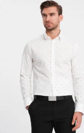 OMBRE Langarmhemd Klassisches Herrenhemd aus Baumwolle SLIM FIT mit Mikromuster