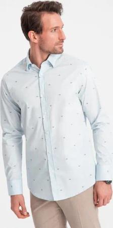 OMBRE Langarmhemd Klassisches Herrenhemd aus Baumwolle SLIM FIT mit Mikromuster