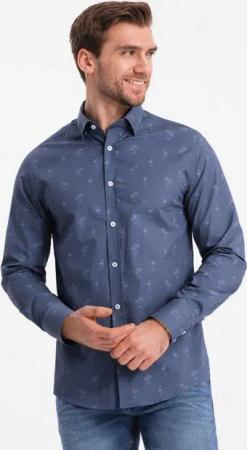 OMBRE Langarmhemd Klassisches Herrenhemd aus Baumwolle SLIM FIT mit Mikromuster