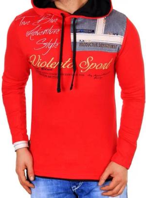Violento Langarmshirt Herren Langarmshirt Longsleeve Pulli Sweatshirt Shirt Kapuze Kragen