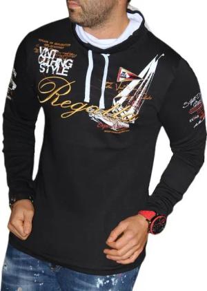Violento Langarmshirt Herren Langarmshirt Longsleeve Pulli Sweatshirt Shirt Kapuze Kragen