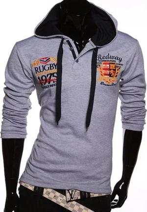 Violento Langarmshirt Herren Langarmshirt Longsleeve Pulli Sweatshirt Shirt Kapuze Kragen