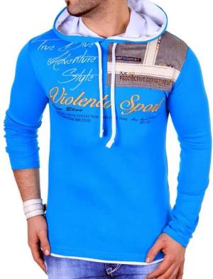 Violento Langarmshirt Herren Langarmshirt Longsleeve Pulli Sweatshirt Shirt Kapuze Kragen