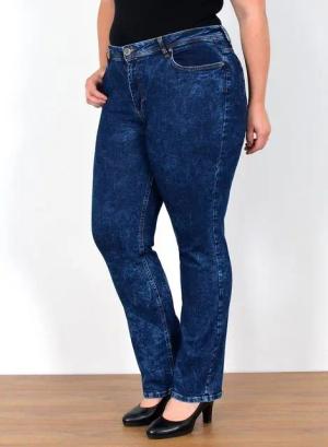 ESRA Straight-Jeans FG2 High Waist Jeans Damen Straight Hose Stretch bis Übergröße Plus Size