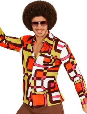 Widdmann T-Shirt 70er Hemd Röhren Für Schlager- und Mottopartys: bunte Herrenhemd im Stil der 70er Jahr