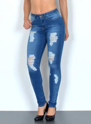 ESRA Skinny-fit-Jeans Damen Jeans Skinny Hose High Waist Jeanshose Damen Skinny Jeans Hose Stretch Destroyed Jeans-Hose bis Übergröße