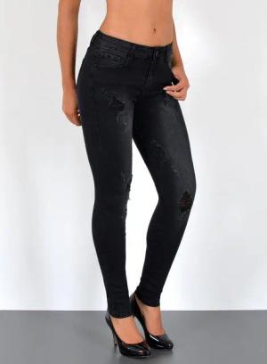 ESRA Skinny-fit-Jeans Damen Jeans Skinny Hose High Waist Jeanshose Damen Skinny Jeans Hose Stretch Destroyed Jeans-Hose bis Übergröße