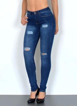 ESRA Skinny-fit-Jeans Damen Jeans Skinny Hose High Waist Jeanshose Damen Skinny Jeans Hose Stretch Destroyed Jeans-Hose bis Übergröße