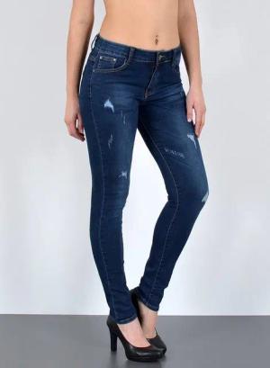 ESRA Skinny-fit-Jeans Damen Jeans Skinny Hose High Waist Jeanshose Damen Skinny Jeans Hose Stretch Destroyed Jeans-Hose bis Übergröße