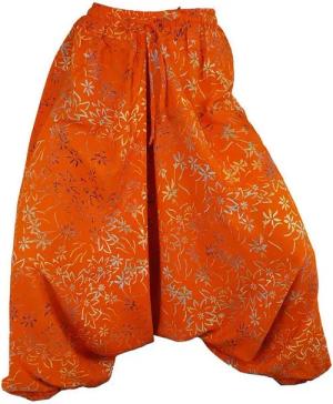 PANASIAM Pumphose Aladinhose Wachsbatik Haremshose aus 100% natürlicher Viskose farbenfrohe Freizeithose bequeme Sommerhose Pumphose Pluderhose