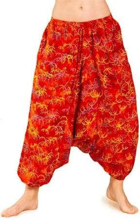 PANASIAM Pumphose Aladinhose Wachsbatik Haremshose aus 100% natürlicher Viskose farbenfrohe Freizeithose bequeme Sommerhose Pumphose Pluderhose