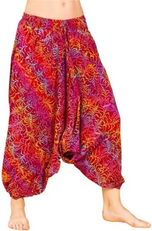 PANASIAM Pumphose Aladinhose Wachsbatik Haremshose aus 100% natürlicher Viskose farbenfrohe Freizeithose bequeme Sommerhose Pumphose Pluderhose