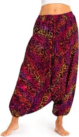 PANASIAM Pumphose Aladinhose Wachsbatik Haremshose aus 100% natürlicher Viskose farbenfrohe Freizeithose bequeme Sommerhose Pumphose Pluderhose