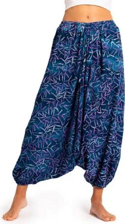 PANASIAM Pumphose Aladinhose Wachsbatik Haremshose aus 100% natürlicher Viskose farbenfrohe Freizeithose bequeme Sommerhose Pumphose Pluderhose