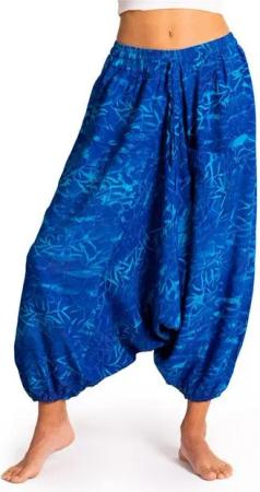 PANASIAM Pumphose Aladinhose Wachsbatik Haremshose aus 100% natürlicher Viskose farbenfrohe Freizeithose bequeme Sommerhose Pumphose Pluderhose