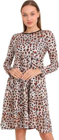 Bongual Midikleid A-Linien-Kleid Stufenkleid Leo Print