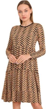 Bongual Midikleid A-Linien-Kleid Stufenkleid Zickzack