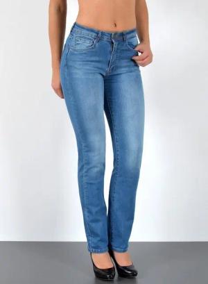 ESRA Straight-Jeans Damen Straight Leg Jeans hohe Leibhöhe Stretch-Jeans Regular Jeans G6 High Waist Straight Fit Jeans Damen Regular Hose bis Übergröße