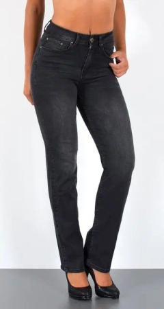 ESRA Straight-Jeans Damen Straight Leg Jeans hohe Leibhöhe Stretch-Jeans Regular Jeans G6 High Waist Straight Fit Jeans Damen Regular Hose bis Übergröße