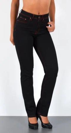 ESRA Straight-Jeans Damen Straight Leg Jeans hohe Leibhöhe Stretch-Jeans Regular Jeans G6 High Waist Straight Fit Jeans Damen Regular Hose bis Übergröße