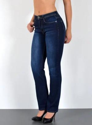ESRA Straight-Jeans Damen Straight Leg Jeans hohe Leibhöhe Stretch-Jeans Regular Jeans G6 High Waist Straight Fit Jeans Damen Regular Hose bis Übergröße