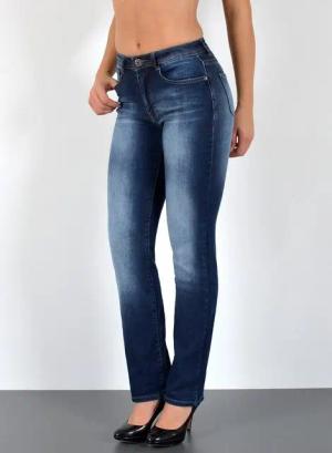 ESRA Straight-Jeans Damen Straight Leg Jeans hohe Leibhöhe Stretch-Jeans Regular Jeans G6 High Waist Straight Fit Jeans Damen Regular Hose bis Übergröße