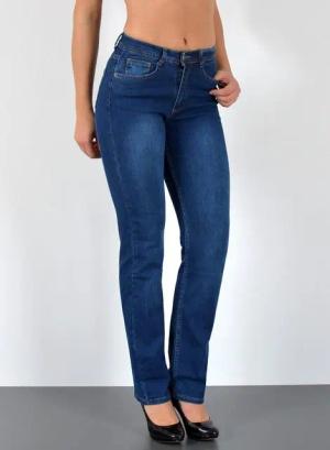 ESRA Straight-Jeans Damen Straight Leg Jeans hohe Leibhöhe Stretch-Jeans Regular Jeans G6 High Waist Straight Fit Jeans Damen Regular Hose bis Übergröße