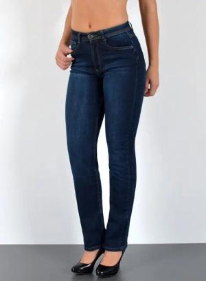 ESRA Straight-Jeans Damen Straight Leg Jeans hohe Leibhöhe Stretch-Jeans Regular Jeans G6 High Waist Straight Fit Jeans Damen Regular Hose bis Übergröße