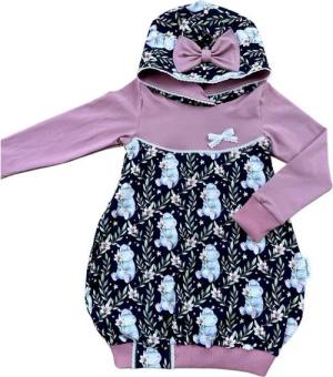 Land-Juwelen Ballonkleid Ballonkleid Kapuzenkleid Mädchen Blumen Nilpferd Spitzenborte