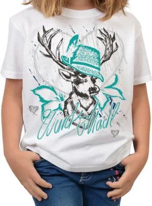 Tini - Shirts T-Shirt Mädchen Trachten Shirt Trachten-Motiv Hirsch T-Shirt Mädchen : Wuids Madl (türkis)