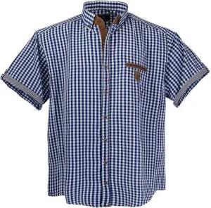 Lavecchia Kurzarmhemd Lavecchia Herren Kurzarmhemd 1129 (Jeansblau-weiss, 6XL) Herrenhemd im trendigen Karo-Look