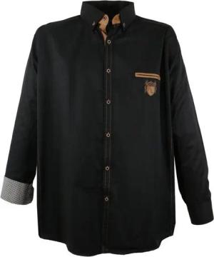 Lavecchia Langarmhemd Lavecchia Herren Langarmhemd 1980 (Dark-Black, 5XL) Herrenhemd mit Farbkontrasten