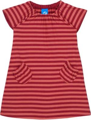 Finkid A-Linien-Kleid Finkid Marja Kleid Kurzarm Beet Red/Rose 100/110 Kurzarm Kleid rosa rot gestreift in angenehmer Bambus Jersey Qualität