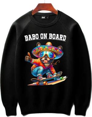 RMK Rundhalspullover Herren Pullover Langarmshirt Sweatshirt Pulli Oversize mit coolen Hunde Print