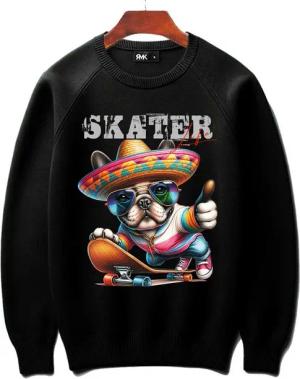 RMK Rundhalspullover Herren Pullover Langarmshirt Sweatshirt Pulli Oversize mit coolen Hunde Print