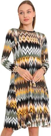 Bongual A-Linien-Kleid Midikleid Stufenkleid Ethno Print aus Viscose
