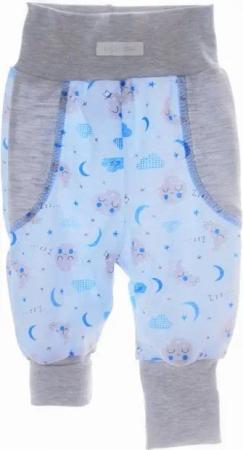 La Bortini Stoffhose Baby Hose Mitwachshose Schlupfhose in Grau Blau für Kinder gemustert, 44 50 56 62 68 74 80 86 92 98
