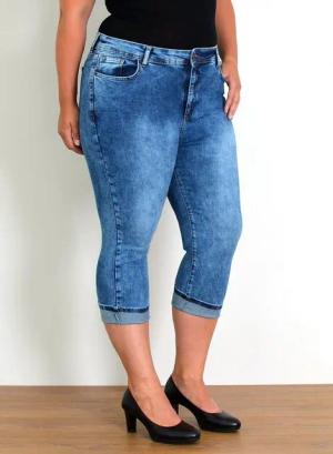 ESRA Caprijeans Capri Jeans Damen High Waist 3/4 Hose Stretch kurze Jeans Damen Sommer Damen Capri Jeans Stretch Jeans High Waist Damen 3/4 Jeans Kurz Damen