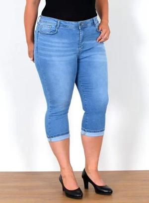 ESRA Caprijeans Capri Jeans Damen High Waist 3/4 Hose Stretch kurze Jeans Damen Sommer Damen Capri Jeans Stretch Jeans High Waist Damen 3/4 Jeans Kurz Damen