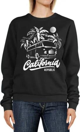 Neverless Sweatshirt Sweatshirt Damen California Schriftzug Surf Bus Palmen Abenteuer Urlaub Rundhals-Pullover Pulli Sweater Neverless®