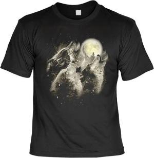 Tini - Shirts T-Shirt Wolf Motiv - T-Shirt Wölfe : 3 Wölfe im Mond