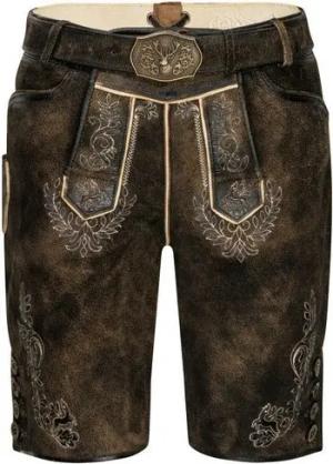 Nübler Trachtenlederhose Lederhose kurz Martin in Dunkelbraun von Nübler