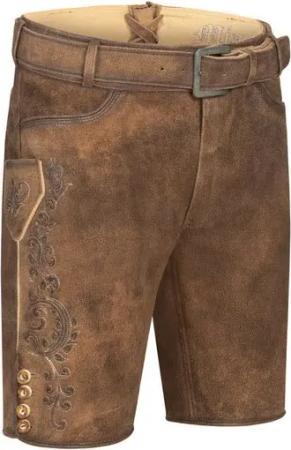Nübler Trachtenlederhose Lederhose kurz RV Obert in Braun von Nübler