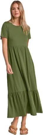 LUCKZON Sommerkleid Damen Sommerkleider Casual Kurzarm, Lange Kleider, Flowy Gestuft Maxikleid mit Taschen