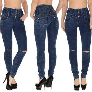ESRA Skinny-fit-Jeans J22 Risse High Waist Damen Jeans Skinny Hose mit 4 Knöpfen Stretch Jeans